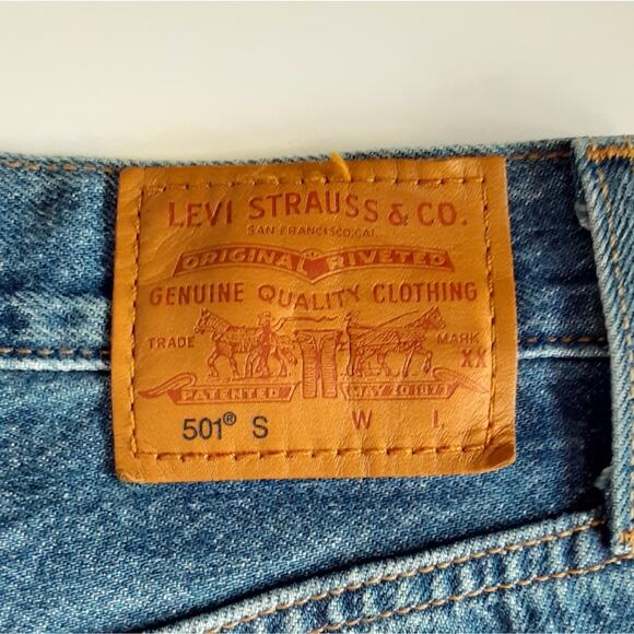 Levis 501 Skinny Jeans Button Fly High Rise Slim Fit Distressed Womens 25 ×28 - Picture 7 of 15